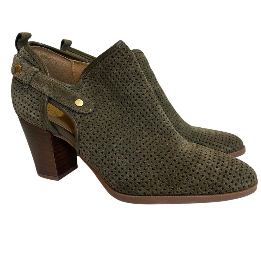 Franco Sarto Women's Sz 9.5 M Dale2 Perforated Suede Ankle Bootie Shoes Gray